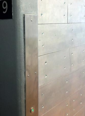 elevator detail, recycled aluminum tiles