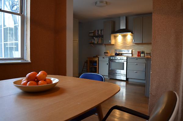 view to kitchen from dining room