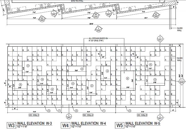 detail elevation of display wall