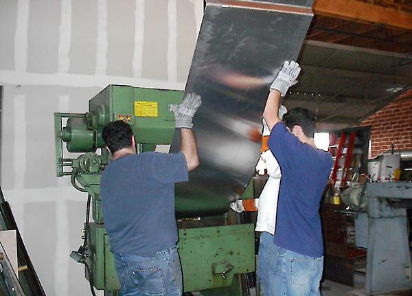 bending the steel sheet in the shop