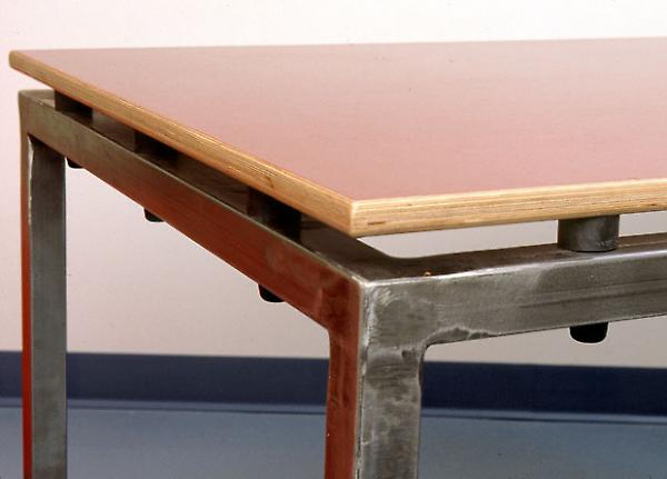 red conference table detail