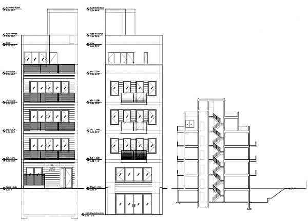 street elevation and building section