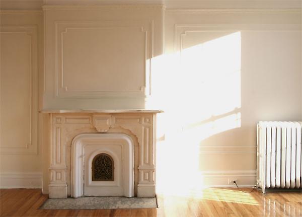 marble fireplace and radiator detail