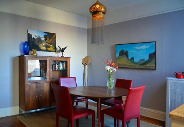 view of dining room from kitchen