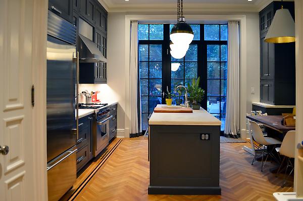 view of kitchen towards rear deck