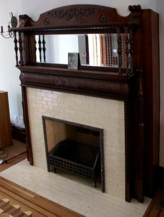 restored fireplace detail
