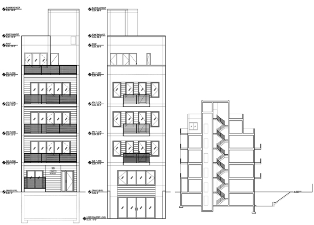 street elevation and building section