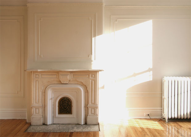 marble fireplace and radiator detail