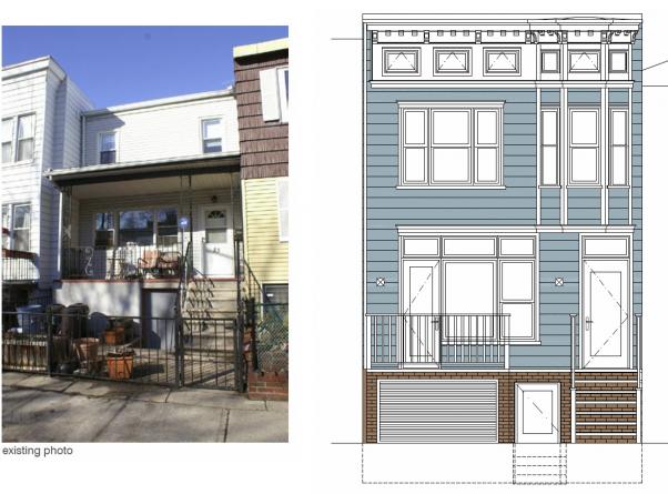 existing photo  /  proposed front facade