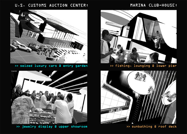 perspectives of typical events at marina / auction house